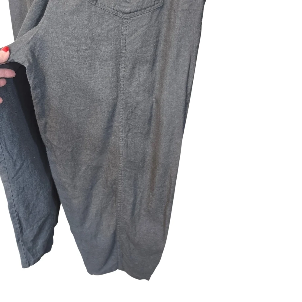 Zara Linen Blend Relaxed Tapered Leg Pull On Drawstring Pants Gray Size Small
